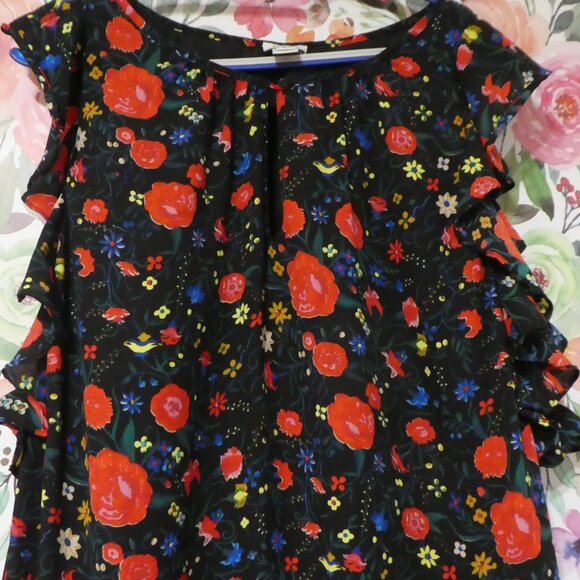 J. Crew Black Floral Dress, Size Large - Picture 4 of 8